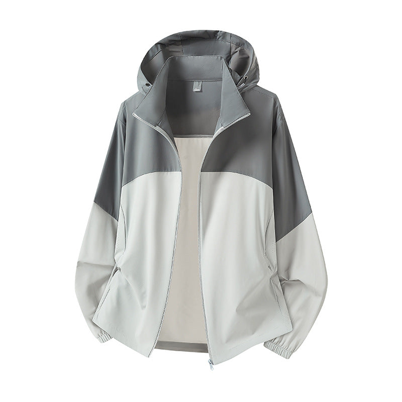 Herr lätt med huva regnjacka med ventilerande softshell Material och elastiska muddar