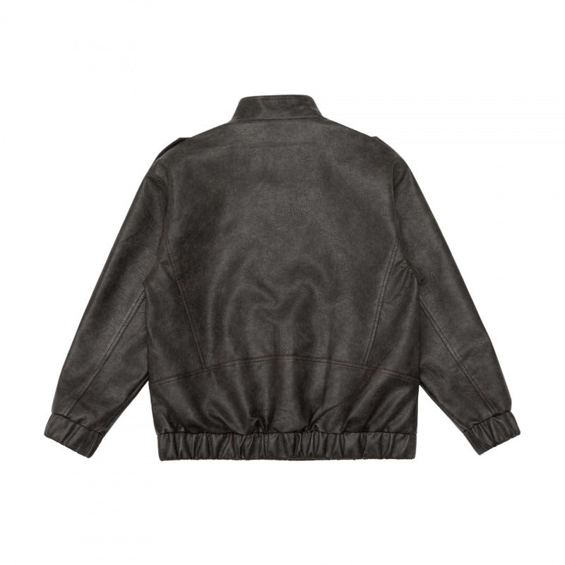 Herr boxig fuskläder Blouson med ståkrage, Axel Epaulettes och elastisk fåll
