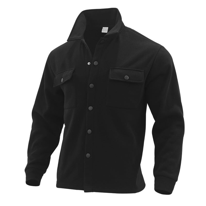 Herr Fleece skjortjacka med Two bröstfickor och stilren ståkrage