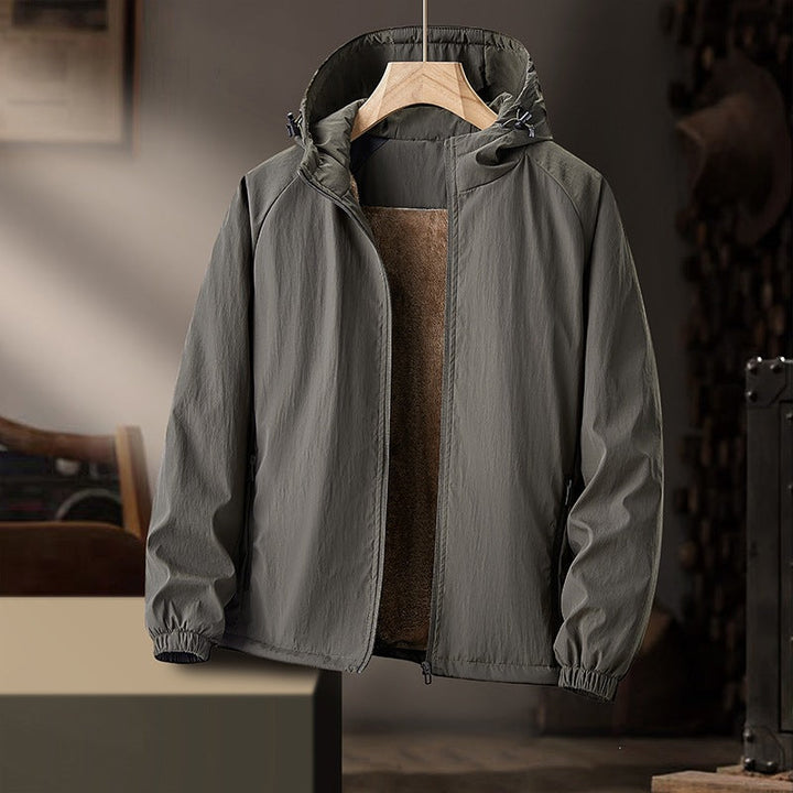 Herr Lätt med Huva Övergångsjacka med Teddy Foder &amp; Wind Resistant Shell
