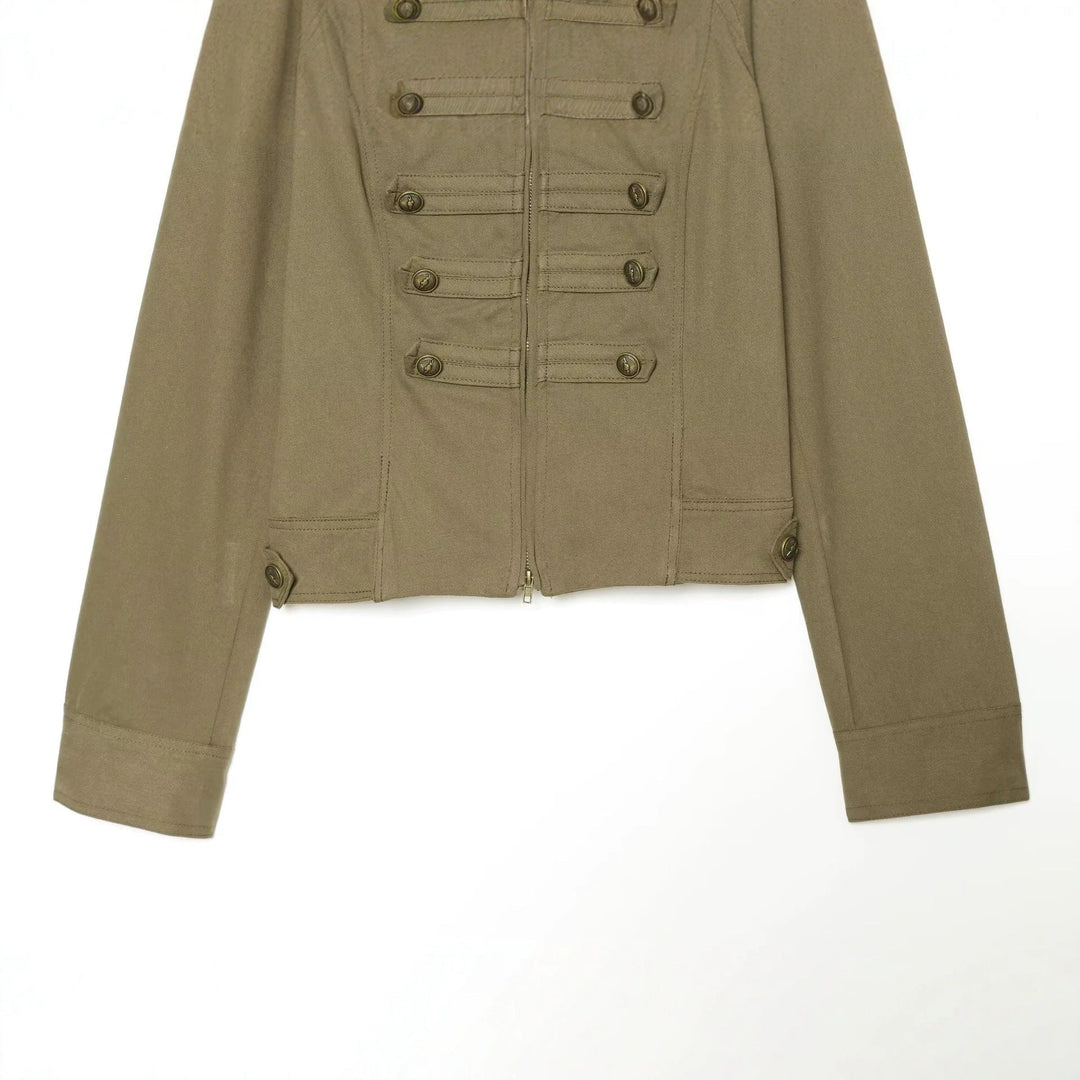 Dam Skräddarsydd Field Jacka i Regimental Stil med Ståkrage och Decorative Ränder