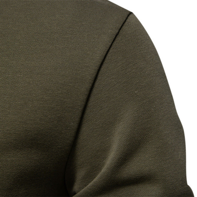 Herr Klassisk Crew Neck College-Tröja Gjord av Kraftig Bomullsblandning med Fleece Inner Side och Ribbstickade Muddar