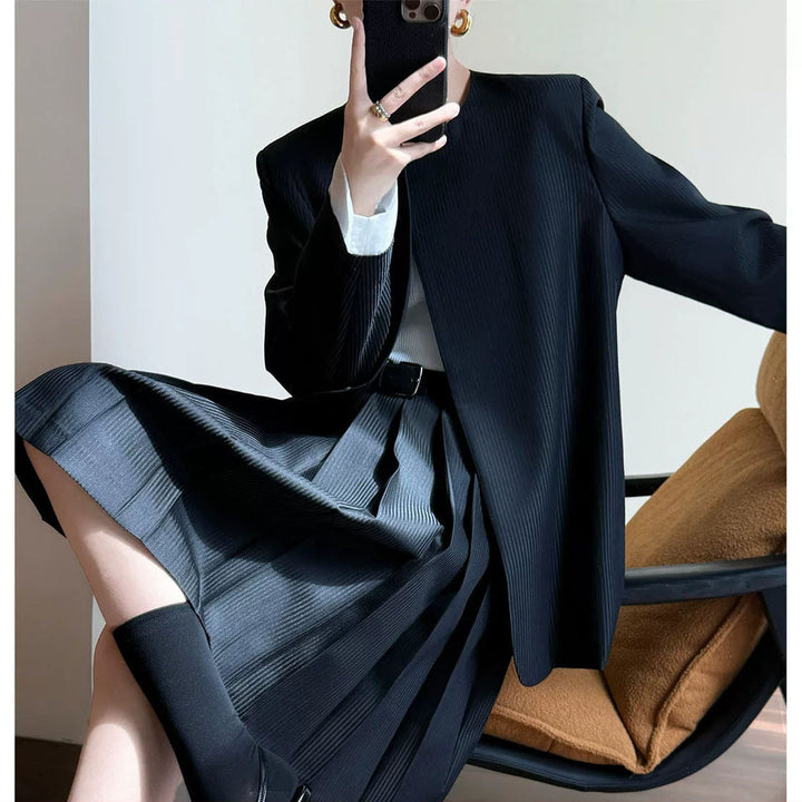Dam elegant Pleated jacka Drune