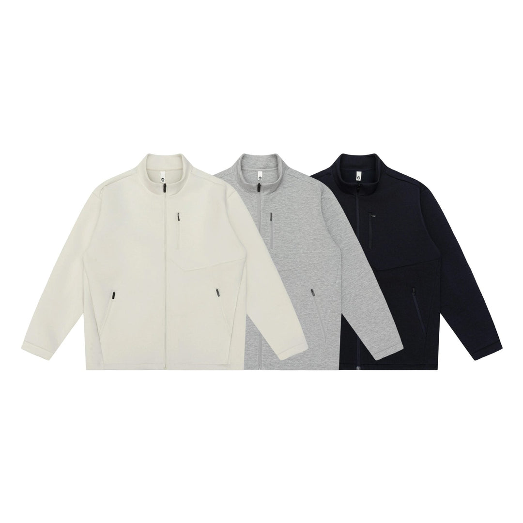 Unisex Minimalistic Kort Jacka med Ståkrage och Funktionell Fickor med Dragkedja