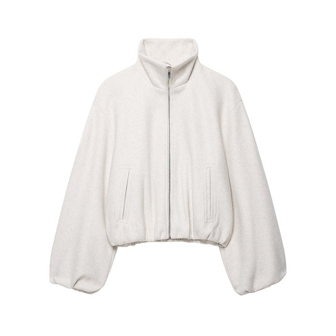 Dam Lätt Vadderad Windbreaker med Stå Krage och Prickig Prick Tryck