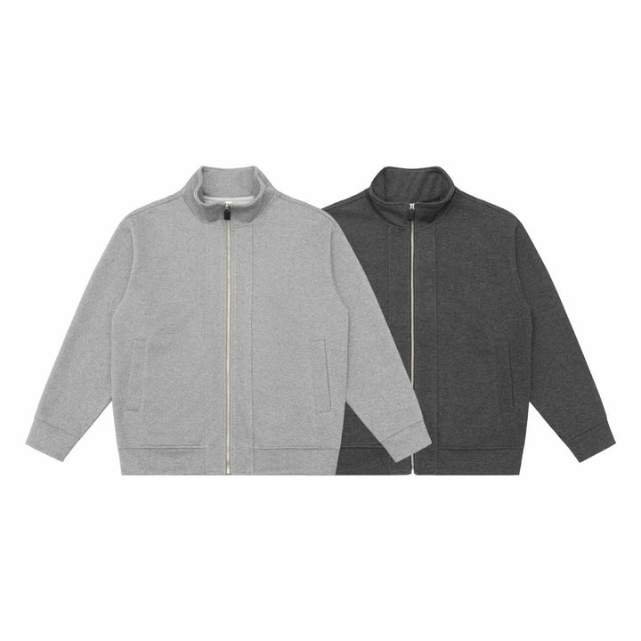 Unisex Lätt Ståkrage Jacka Gjord av Herringbone Structure med Hel Dragkedja