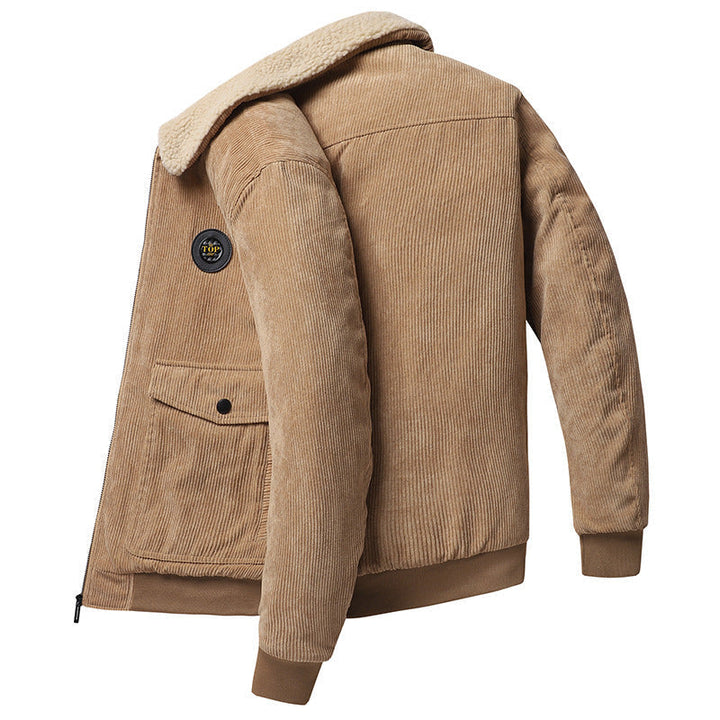 Herr Manchester Fältjacka i Aviator Stil med Sherpa Krage och Utility Utanpåfickor