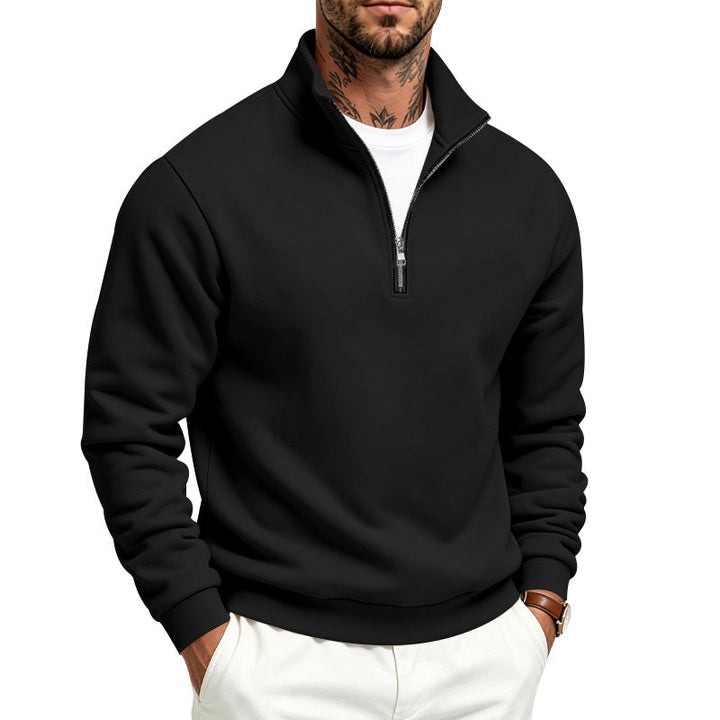 Herr Halv Dragkedja College-Tröja med Turtleneck och Mjuk Fleece Inner Side
