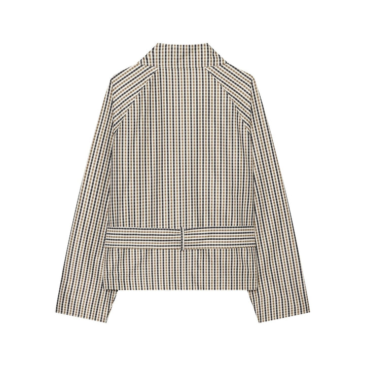 Dam Kort Tailored Trenchcoat i Vichy Check med Tie Belt