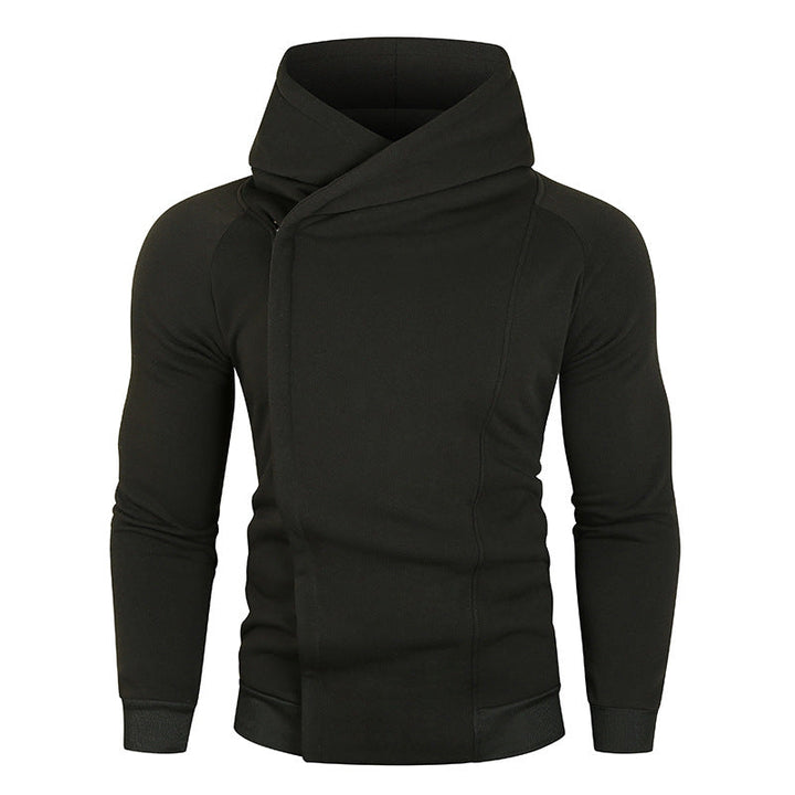 Herr Nan Asymmetrical Luvtröja med Wrap Krage och Concealed Knapplist, Smal Sportig Passform