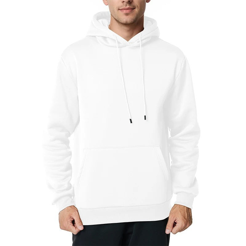 Herr Nan Minimalistisk Luvtröja med Mjuk Fleece Foder och Känguruficka
