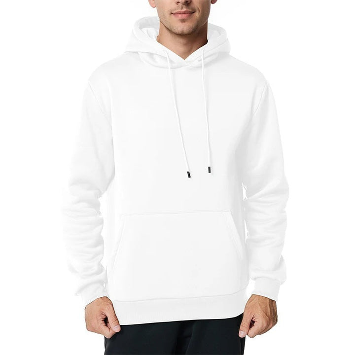 Herr Nan Minimalistisk Luvtröja med Mjuk Fleece Foder och Känguruficka
