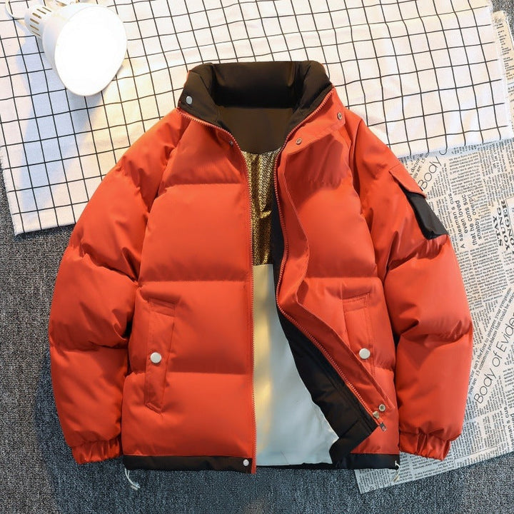 Herr Isolerad Oversized Puffer Jacka med Kontrast Foder, Arm Ficka &amp; Dragsko