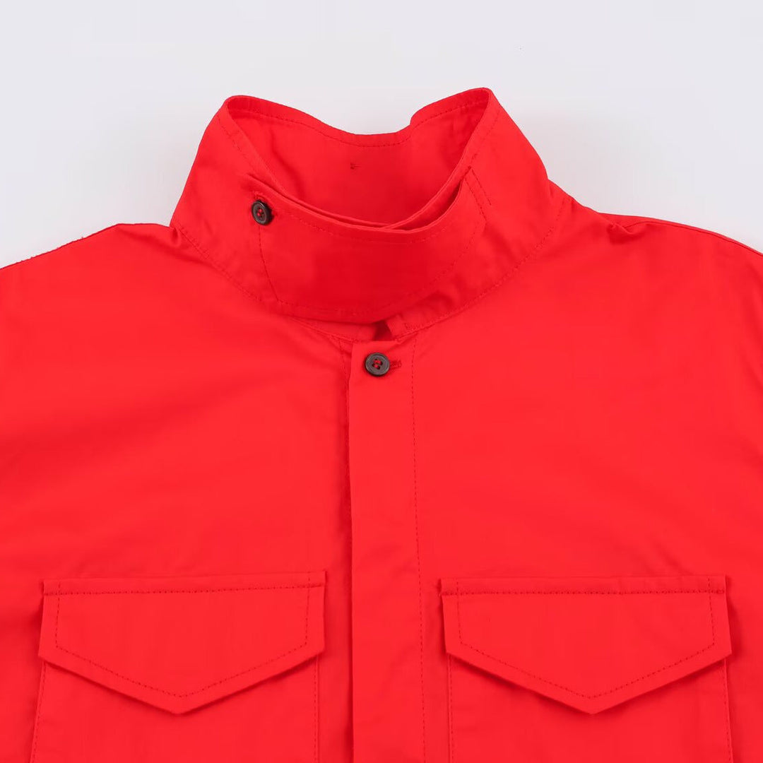 Dam Oversize Utility Skjortjacka med Hög Stå Krage och Patch Breast Fickor