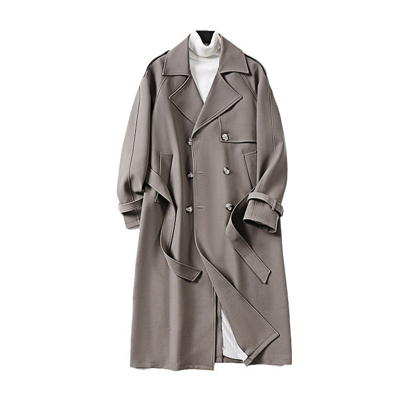 Dam elegant Maxi trenchcoat gjord ullblandning med vid shawl krage och knytband