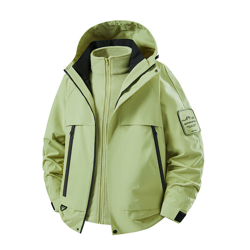 Herr Multifunctional Vattentät Softshell Regnjacka med Uttagbar Fleece Inre Jacka