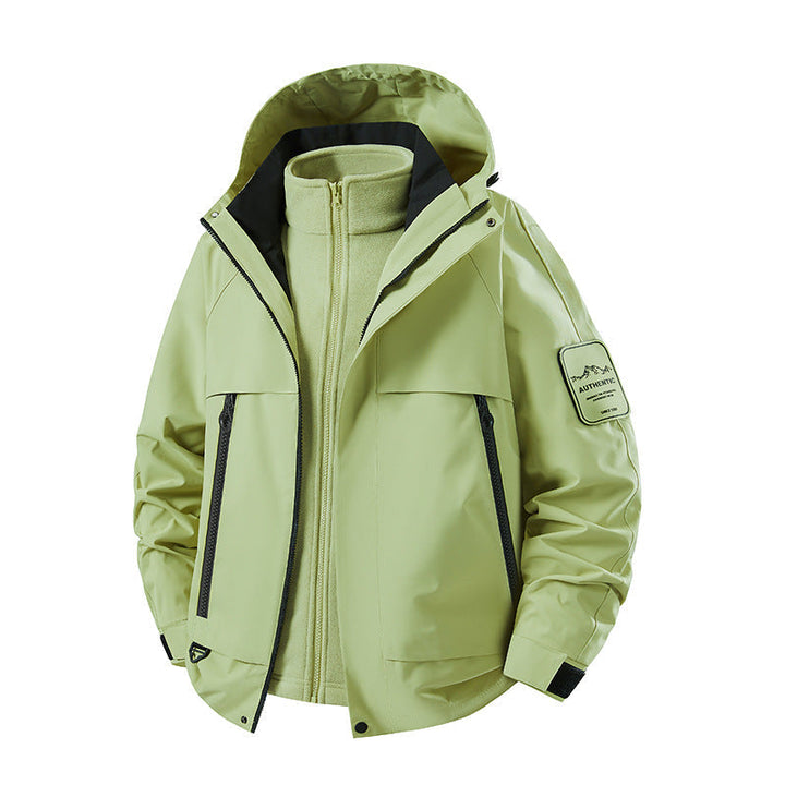 Herr Multifunctional Vattentät Softshell Regnjacka med Uttagbar Fleece Inre Jacka