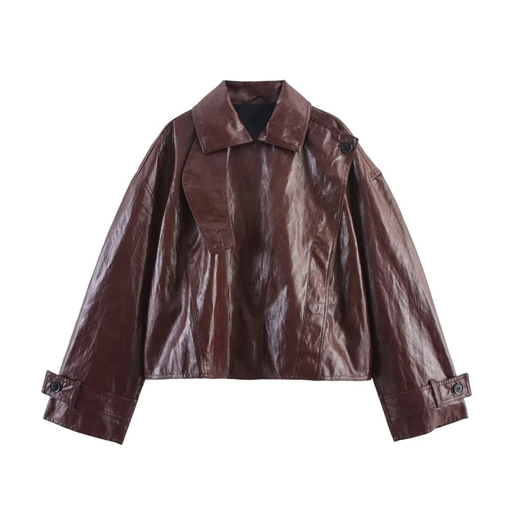 Dam cropped trenchcoat i oversized look tillverkad av vegan läder