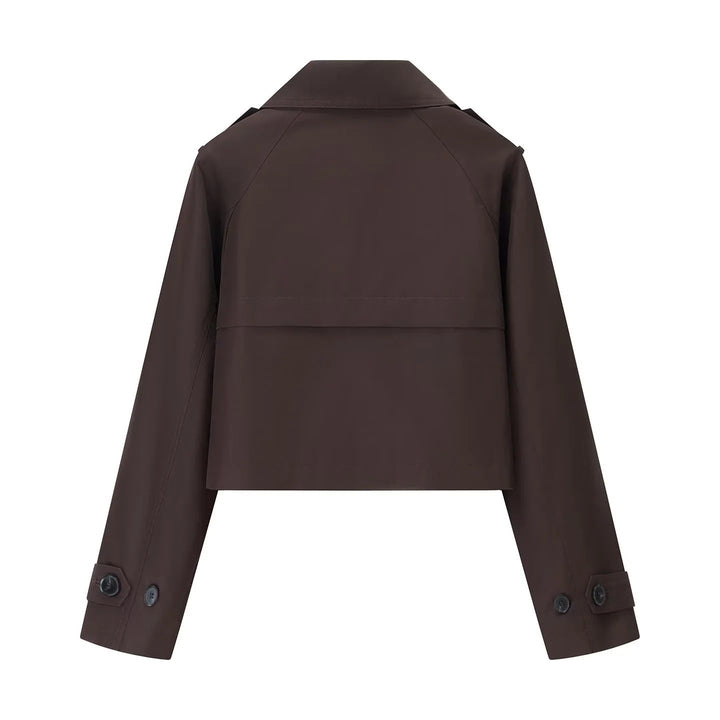Dam kort-skärning cropped trenchcoat med double-breasted knäppning och epaulettes