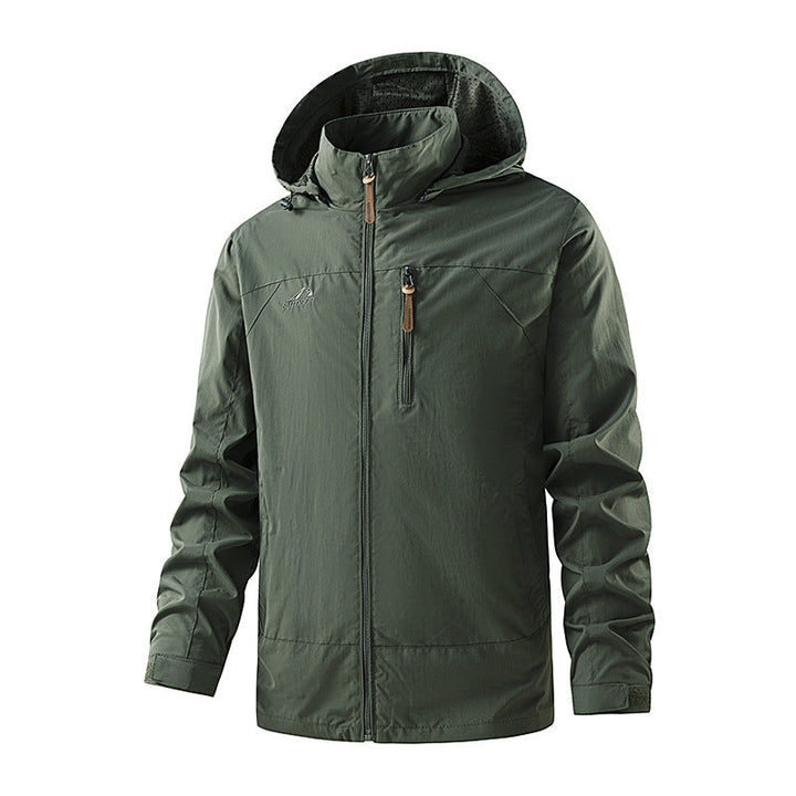 Herr Ultralätt Outdoor Jacka med Huva med Mesh Foder, Bröst Dragkedja och Adjustable Muddar