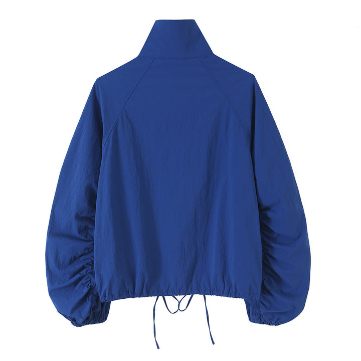 Dam Lätt Vadderad Windbreaker med Stå Krage och Prickig Prick Tryck