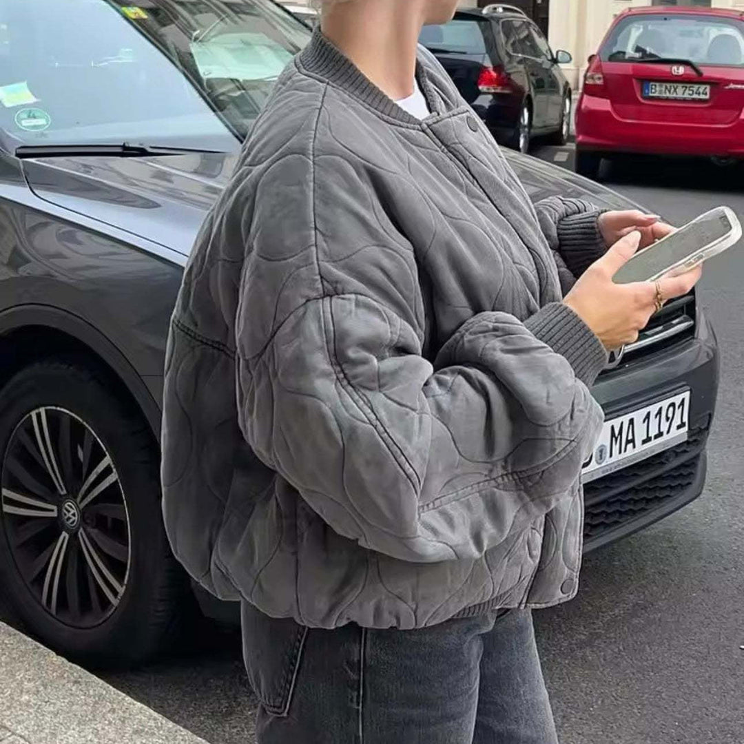 Dam oversized vadderad jacka med hög krage