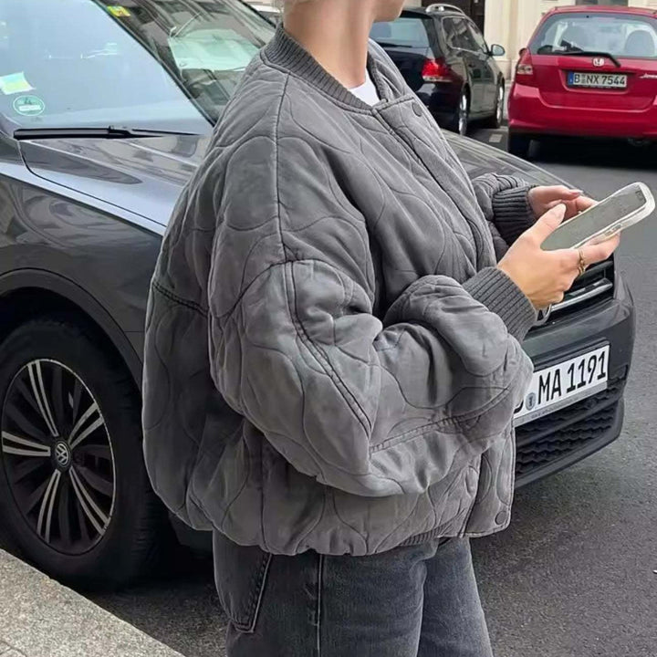 Dam oversized vadderad jacka med hög krage
