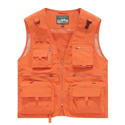 Herr Multifunctional Cargo Utility Väst med Numerous Zippered Fickor och D-Rings