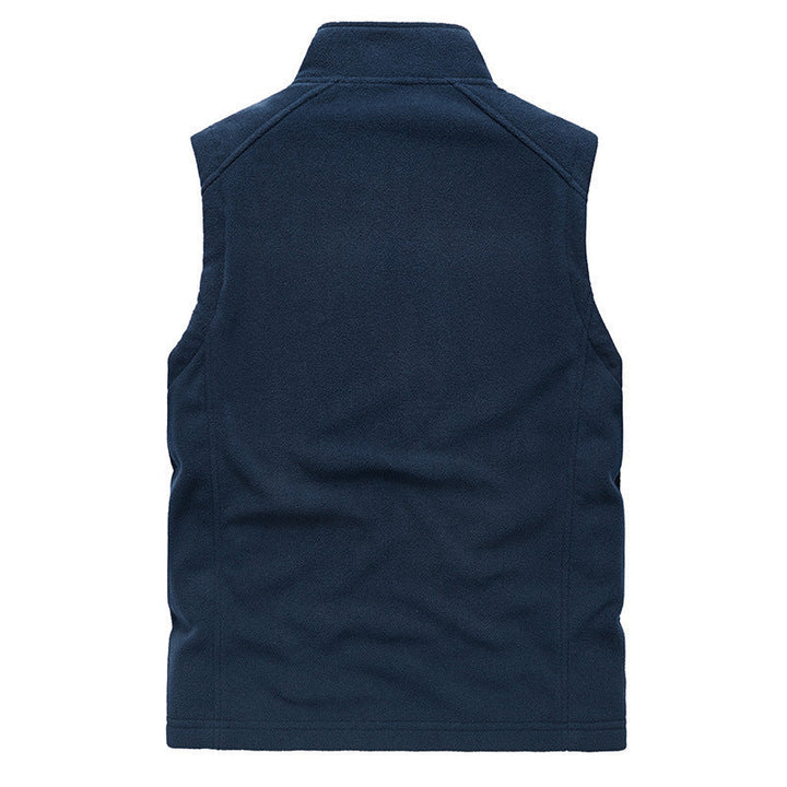 Herr Fleece Väst med Stående Krage, Zip Fickor och Vindskyddande Fram