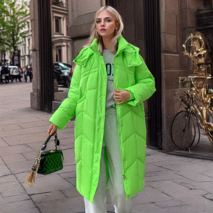Dam Lång isolerad pufferjacka med Voluminous Skärning och Praktisk sidofickor