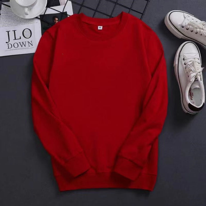 Herr Fin Crew Neck College-Tröja Gjord av Bomullsblandning med Ribbstickade Muddar