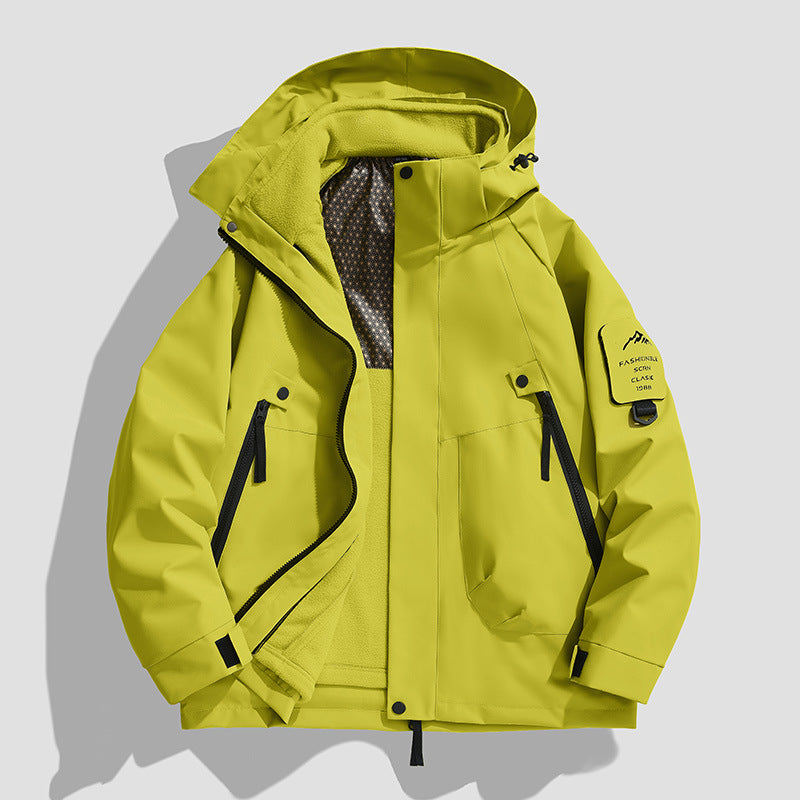 Herr Vattentät Utility Softshelljacka med Huva, Diagonal Dragkedjefickor och Justerbar Ärm Straps