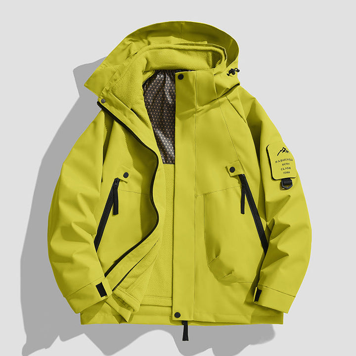 Herr Vattentät Utility Softshelljacka med Huva, Diagonal Dragkedjefickor och Justerbar Ärm Straps
