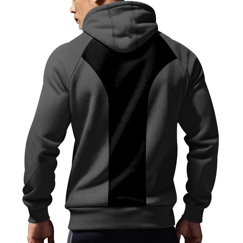 Herr Ledig med Huva College-Tröja med Kort Fram Dragkedja, Ergonomic Raglan Skärning, och Känguruficka
