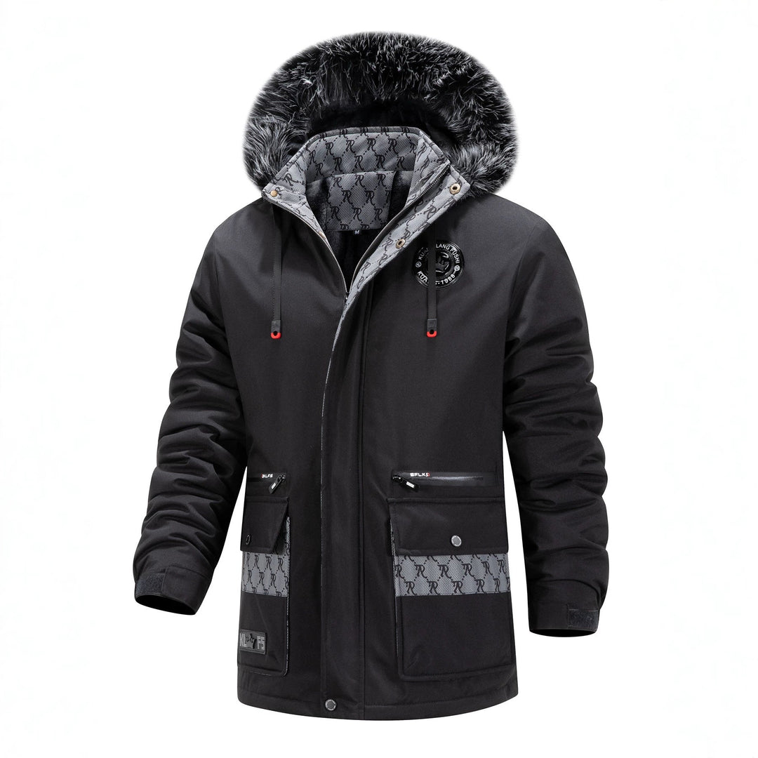 Herr Lång Värmande parka med huva, Logotyp Foder och flerafunktionell Fickor
