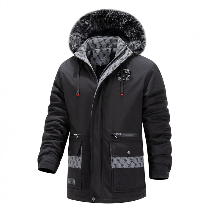 Herr Lång Värmande parka med huva, Logotyp Foder och flerafunktionell Fickor