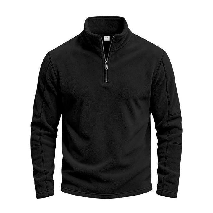 Herr Fleece Pullover med Kort Dragkedja och Ståkrage