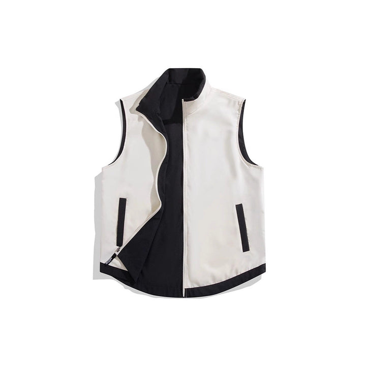 Unisex Reversible vadderad väst med hög krage, vindtät Outer lagerplagg och Contrasted innerfoder