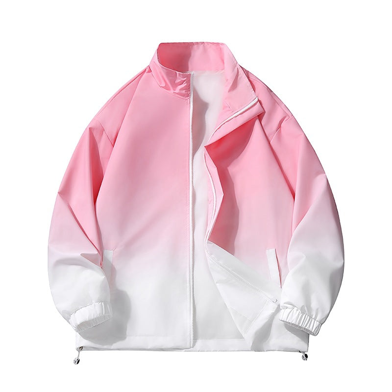 Herr Lätt Gradient Vindjacka Jacka med Ståkrage, Hel Dragkedja &amp; Dragsko Fåll