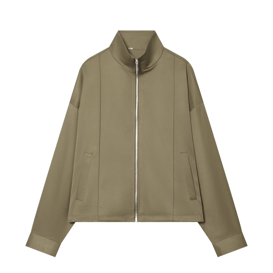 Dam Boxy Zip jacka gjord technical stretch med ståkrage