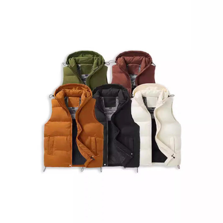 Unisex vadderad Hooded väst med Thermal Insulation och Drawstring