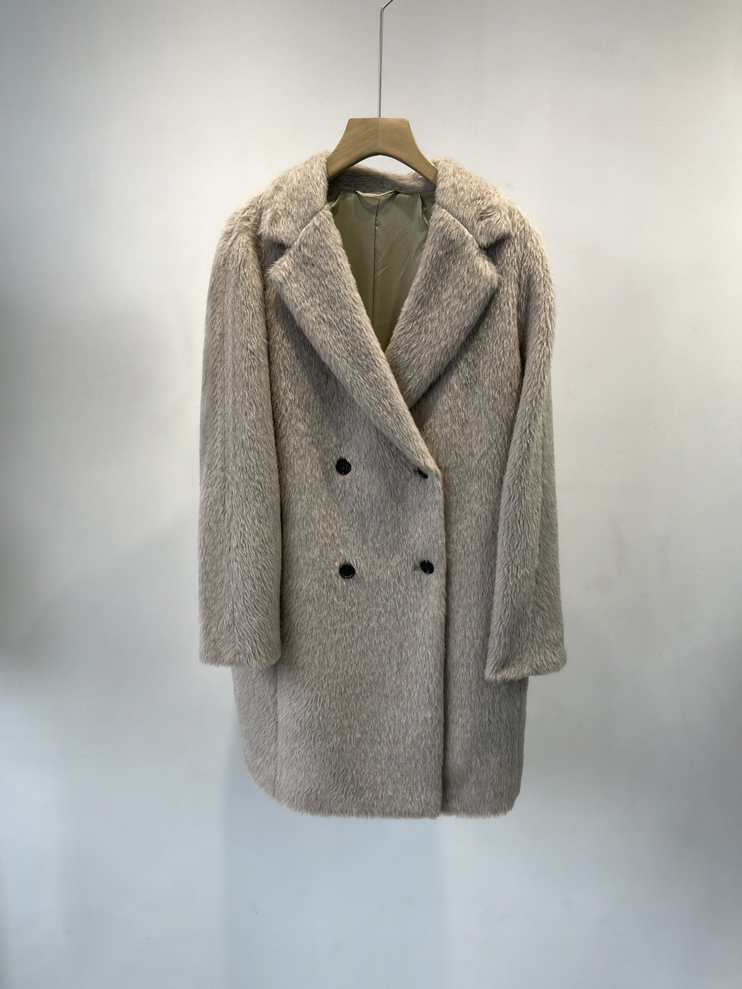 Dam lyxig mjuk Faux Fur Double-Breasted kappa