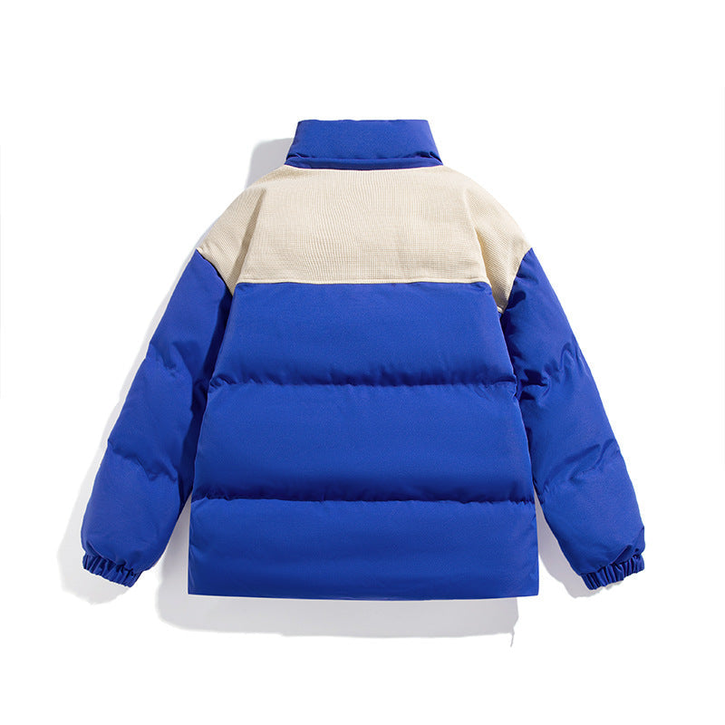 Herr vadderad Oversize quiltad Jacka med Hög ståkrage och Contrasting Axel Panel