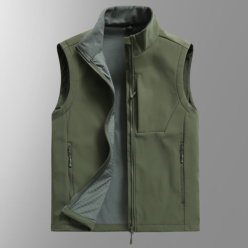 Herr Andningsbar Softshell Väst med Termisk Fleecefoder och Dold Zip Fickor
