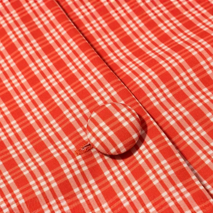 Dam Checked Kort Jacka med Cape Overlay, Bow Tie Stängning och Extra Wide Ärmar