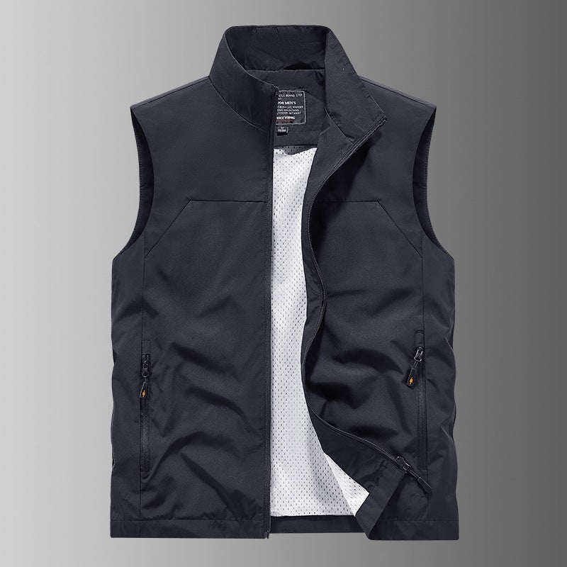 Herr Andningsbar Utility Väst med Mesh Foder, Vind och Water Repellent Exterior och Zippered Fickor