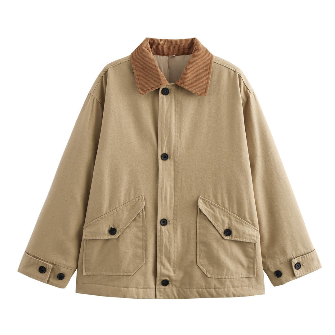 Dam oversized utility jacka med manchester krage, påsydda fickor och button closure