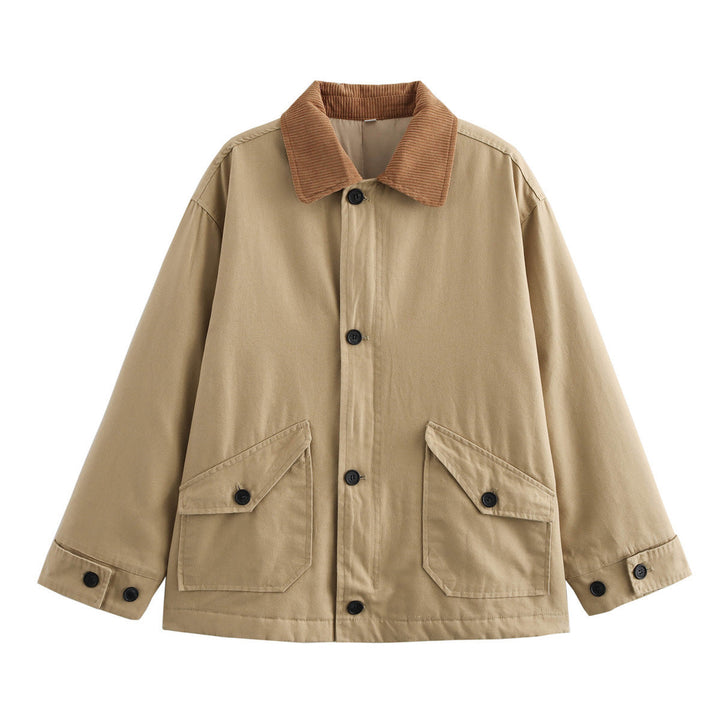 Dam oversized utility jacka med manchester krage, påsydda fickor och button closure