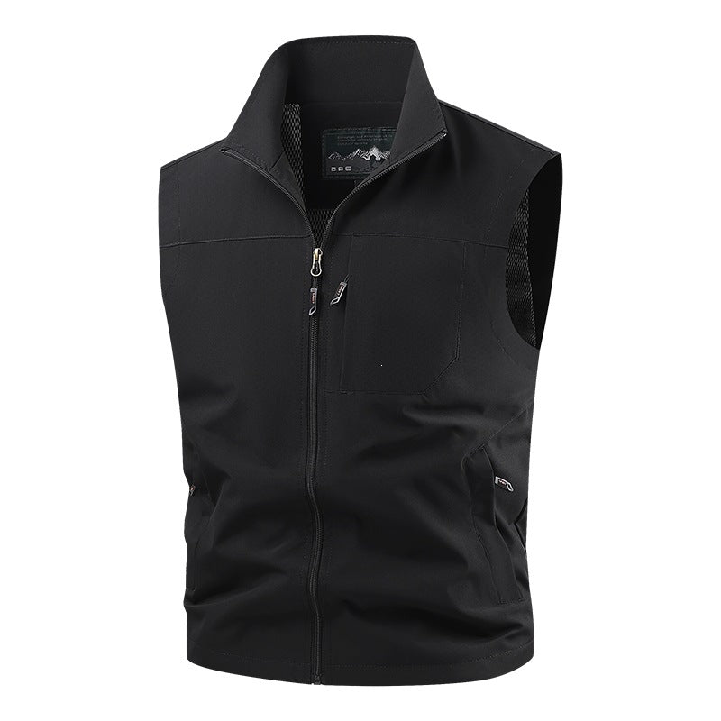 Herr Softshell Taktisk Väst med Andningsbar Mesh Foder och Dragkedja Fickor