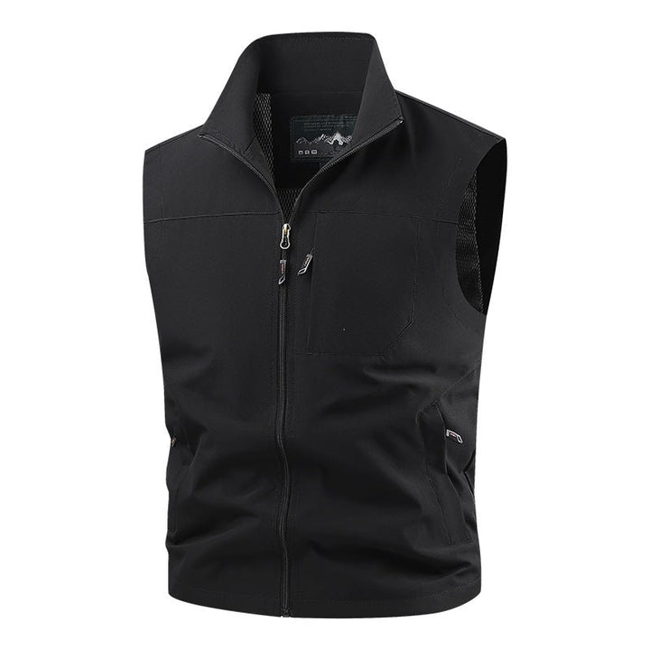 Herr Softshell Taktisk Väst med Andningsbar Mesh Foder och Dragkedja Fickor